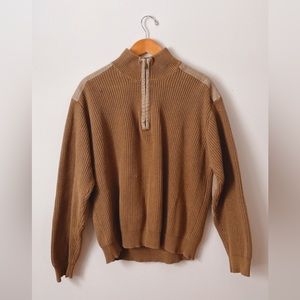 ORVIS Vintage knitted half-zip w/ denim accents